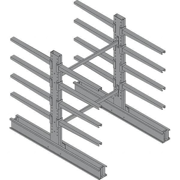 Made in USA - 8' High Double Sided Cantilever Rack - With Lip, 43,000 Lb Capacity, 65" Base Length, 24" Arm Length - Eagle Tool & Supply