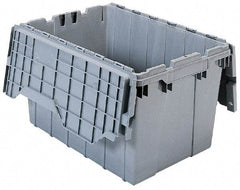 Akro-Mils - 2.28 Cu Ft, 100 Lb Load Capacity Gray Polyethylene Attached-Lid Container - Stacking, Nesting, 21-1/2" Long x 15" Wide x 17" High, Lid Included - Eagle Tool & Supply