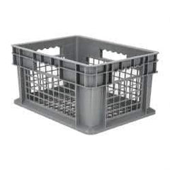 Akro-Mils - 0.89 Cu Ft, 30 Lb Load Capacity Gray Polyethylene Tote Container - Stacking, 15.8" Long x 11.8" Wide x 8.3" High - Eagle Tool & Supply