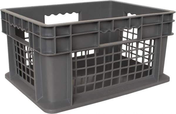 Akro-Mils - 0.89 Cu Ft, 83 Lb Load Capacity Gray Polyethylene Tote Container - Stacking, 15.8" Long x 11.8" Wide x 8.3" High - Eagle Tool & Supply