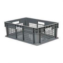 Akro-Mils - 1.78 Cu Ft, 83 Lb Load Capacity Gray Polyethylene Tote Container - Stacking, 23.3" Long x 15.8" Wide x 8.3" High - Eagle Tool & Supply