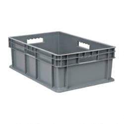 Akro-Mils - 1.78 Cu Ft, 83 Lb Load Capacity Gray Polyethylene Tote Container - Stacking, 23.3" Long x 15.8" Wide x 8.3" High - Eagle Tool & Supply