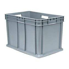 Akro-Mils - 3.55 Cu Ft, 150 Lb Load Capacity Gray Polyethylene Tote Container - Stacking, 23.3" Long x 15.8" Wide x 16.1" High - Eagle Tool & Supply