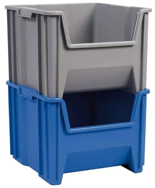 Akro-Mils - 75 Lb. Load Capacity, 15-1/4" Deep, Blue Polypropylene Hopper Stacking Bin - 12-7/16" High x 19-7/8" Wide x 15-1/4" Long - Eagle Tool & Supply