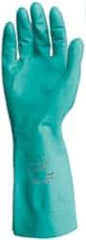 Ansell - Size S (7), 15" Long, 22 mil Thick, Nitrile Chemical Resistant Gloves - Textured Finish, Straight Cuff, ANSI Abrasion Level 5, ANSI Cut Level 0, Green, FDA Approved - Eagle Tool & Supply