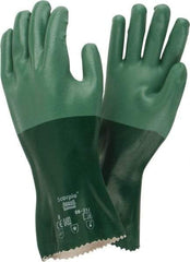 Ansell - Size M (8), 12" Long, 55 mil Thick, Supported, Neoprene Chemical Resistant Gloves - Textured Finish, Cotton Interlock Knit Lined, Gauntlet Cuff, ANSI Abrasion Level 3, ANSI Cut Level 1, Green - Eagle Tool & Supply