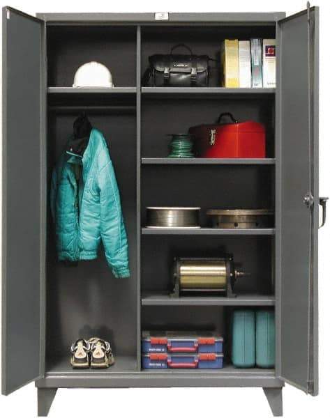 Strong Hold - 5 Shelf Combination Storage Cabinet - Steel, 48" Wide x 24" Deep x 72" High, Dark Gray - Eagle Tool & Supply
