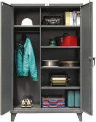 Strong Hold - 5 Shelf Combination Storage Cabinet - Steel, 48" Wide x 24" Deep x 72" High, Dark Gray - Eagle Tool & Supply