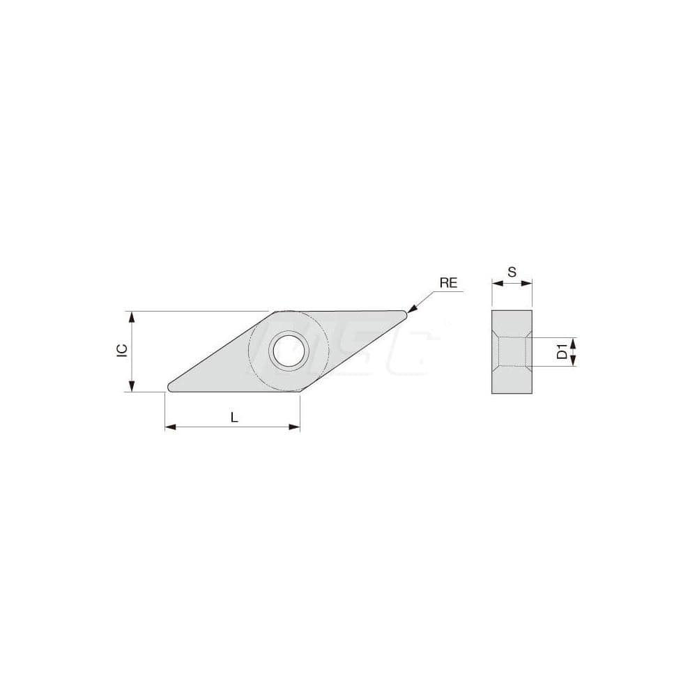 Turning Insert:  VNMG331CF T5115,  Solid Carbide TiCN, Al2O3 & TiN Finish,  Neutral,  3/8″ Inscribed Circle,  0.0160″ Corner Radius,  35.0 &deg N/A Diamond,  Series  VNMG