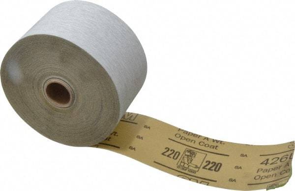 3M - 220 Grit, Silicon Carbide Adhesive Backed Sanding Sheets - Sheet Roll, 2-3/4" x 50 Yds., Very Fine Grade, A Weighted Backing - Eagle Tool & Supply