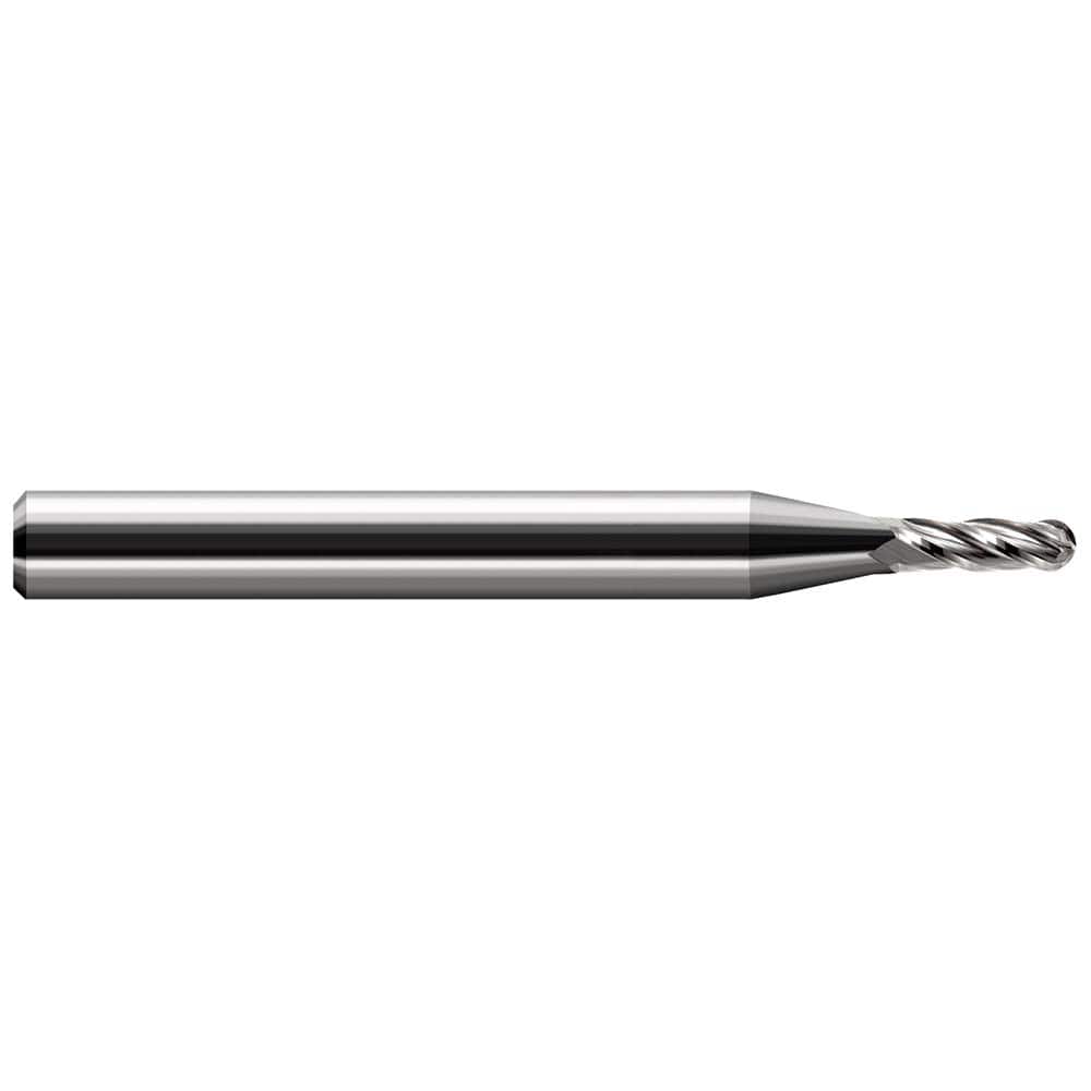 Harvey Tool - Ball End Mills; Mill Diameter (Decimal Inch): 0.0450 ; Number of Flutes: 4 ; Length of Cut (Decimal Inch): 0.1350 ; Material: Solid Carbide ; Overall Length (Inch): 1-1/2 ; Overall Length (Decimal Inch): 1.50000 - Exact Industrial Supply