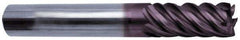 Guhring - 3/8", 5 Flute, Single End, Solid Carbide, Corner Chamfer End Mill - 2-1/2" OAL, 45° Helix, Right Hand Flute, 1" LOC, Right Hand Cut - Eagle Tool & Supply