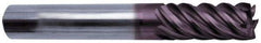 Guhring - 5/8", 5 Flute, Single End, Solid Carbide, Corner Chamfer End Mill - 3-1/2" OAL, 45° Helix, Right Hand Flute, 1-1/4" LOC, Right Hand Cut - Eagle Tool & Supply