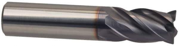 Guhring - 3/4", 1" LOC, 3/4" Shank Diam, 3" OAL, 4 Flute, Solid Carbide Square End Mill - Single End, Nano-A Finish, Spiral Flute, Variable° Helix, Centercutting, Right Hand Cut, Right Hand Flute, Series 4257 - Eagle Tool & Supply