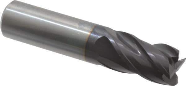 Guhring - 5/8", 3/4" LOC, 5/8" Shank Diam, 3" OAL, 4 Flute, Solid Carbide Square End Mill - Single End, FIREX Finish, Spiral Flute, 35/38° Helix, Centercutting, Right Hand Cut, Right Hand Flute, Series 3113 - Eagle Tool & Supply