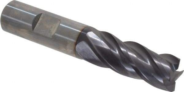 Guhring - 5/8", 1-1/4" LOC, 5/8" Shank Diam, 3-1/2" OAL, 4 Flute, Solid Carbide Square End Mill - Single End, FIREX Finish, Spiral Flute, 35/38° Helix, Centercutting, Right Hand Cut, Right Hand Flute, Series 3100 - Eagle Tool & Supply