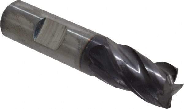 Guhring - 5/8", 3/4" LOC, 5/8" Shank Diam, 3" OAL, 4 Flute, Solid Carbide Square End Mill - Single End, FIREX Finish, Spiral Flute, 35/38° Helix, Centercutting, Right Hand Cut, Right Hand Flute, Series 3099 - Eagle Tool & Supply