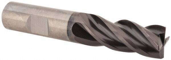 Guhring - 5/8", 1-1/4" LOC, 5/8" Shank Diam, 3-1/2" OAL, 4 Flute, Solid Carbide Square End Mill - Single End, Nano-A Finish, Spiral Flute, 36/38° Helix, Centercutting, Right Hand Cut, Right Hand Flute, Series 3080 - Eagle Tool & Supply