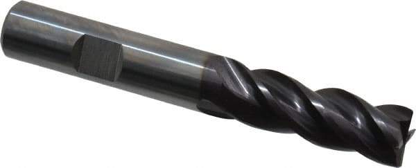 Guhring - 1/2", 1-1/4" LOC, 1/2" Shank Diam, 3-1/2" OAL, 4 Flute, Solid Carbide Square End Mill - Single End, Nano-A Finish, Spiral Flute, 36/38° Helix, Centercutting, Right Hand Cut, Right Hand Flute, Series 3080 - Eagle Tool & Supply