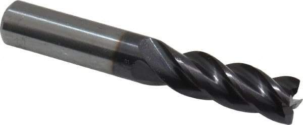 Guhring - 3/8", 1" LOC, 3/8" Shank Diam, 2-1/2" OAL, 4 Flute, Solid Carbide Square End Mill - Single End, Nano-A Finish, Spiral Flute, 36/38° Helix, Centercutting, Right Hand Cut, Right Hand Flute, Series 3080 - Eagle Tool & Supply