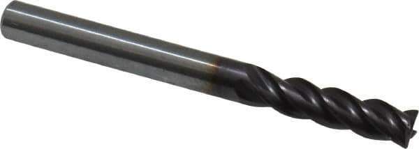 Guhring - 3/16", 5/8" LOC, 3/16" Shank Diam, 2" OAL, 4 Flute, Solid Carbide Square End Mill - Single End, Nano-A Finish, Spiral Flute, 36/38° Helix, Centercutting, Right Hand Cut, Right Hand Flute, Series 3080 - Eagle Tool & Supply