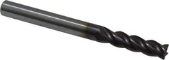 Guhring - 3/16", 5/8" LOC, 3/16" Shank Diam, 2" OAL, 4 Flute, Solid Carbide Square End Mill - Single End, Nano-A Finish, Spiral Flute, 36/38° Helix, Centercutting, Right Hand Cut, Right Hand Flute, Series 3080 - Eagle Tool & Supply