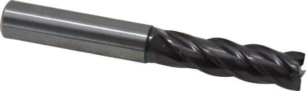 Guhring - 12mm, 36mm LOC, 12mm Shank Diam, 93mm OAL, 4 Flute, Solid Carbide Square End Mill - Single End, FIREX Finish, Spiral Flute, 35/38° Helix, Centercutting, Right Hand Cut, Right Hand Flute, Series 3839 - Eagle Tool & Supply