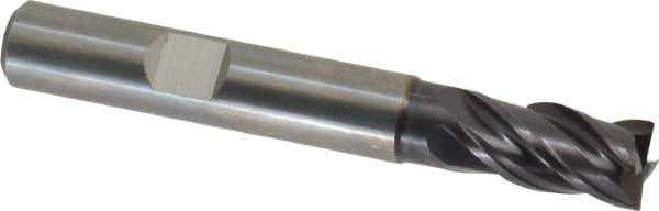 Guhring - 8mm, 12mm LOC, 8mm Shank Diam, 58mm OAL, 4 Flute, Solid Carbide Square End Mill - Single End, FIREX Finish, Spiral Flute, 35/38° Helix, Centercutting, Right Hand Cut, Right Hand Flute, Series 3731 - Eagle Tool & Supply