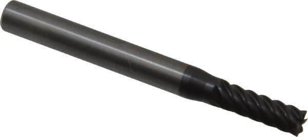 Guhring - 5mm, 13mm LOC, 6mm Shank Diam, 57mm OAL, 6 Flute, Solid Carbide Square End Mill - Single End, FIREX Finish, Spiral Flute, 45° Helix, Centercutting, Right Hand Cut, Right Hand Flute, Series 3689 - Eagle Tool & Supply