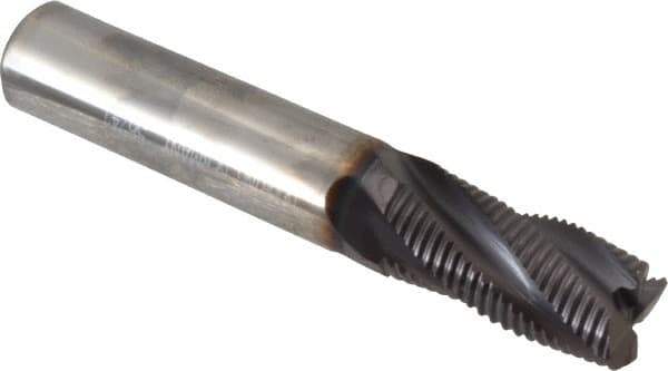 Guhring - 1/2" Diam, Coarse Pitch, 1" LOC, 4 Flute Solid Carbide Corner Chamfer Roughing End Mill - FIREX Finish, 3" OAL, 1/2" Shank Diam, Single End, Centercutting - Eagle Tool & Supply