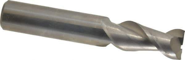 Guhring - 1/2", 1" LOC, 1/2" Shank Diam, 3" OAL, 2 Flute, Solid Carbide Square End Mill - Single End, Uncoated, Spiral Flute, 45° Helix, Centercutting, Right Hand Cut, Right Hand Flute, Series 3174 - Eagle Tool & Supply