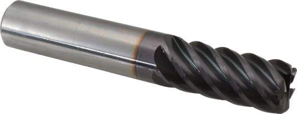 Guhring - 1/2", 6 Flute, Single End, Solid Carbide, 1/16" Corner Radius End Mill - 3" OAL, 45° Helix, Right Hand Flute, 1" LOC, Right Hand Cut - Eagle Tool & Supply