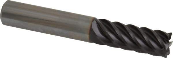 Guhring - 3/8", 6 Flute, Single End, Solid Carbide, 0.015" Corner Radius End Mill - 2-1/2" OAL, 45° Helix, Right Hand Flute, 1" LOC, Right Hand Cut - Eagle Tool & Supply