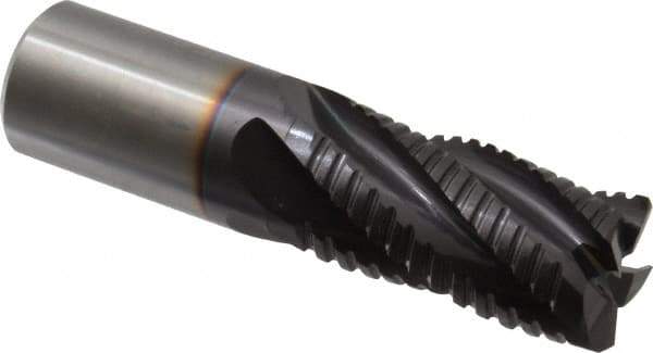 Guhring - 1" Diam, Fine Pitch, 1-3/4" LOC, 5 Flute Solid Carbide Roughing Square End Mill - FIREX Finish, 4" OAL, 1" Shank Diam, Single End, Centercutting - Eagle Tool & Supply
