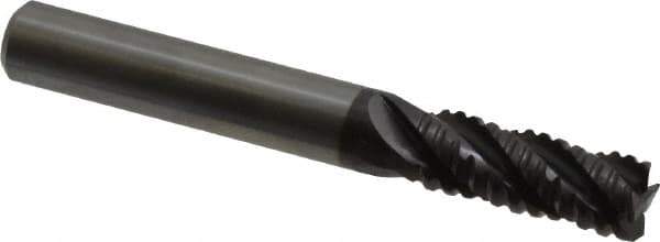 Guhring - 5/16" Diam, Coarse Pitch, 13/16" LOC, 4 Flute Solid Carbide Roughing Square End Mill - Nano-A Finish, 2-1/2" OAL, 5/16" Shank Diam, Single End, Centercutting - Eagle Tool & Supply