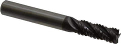 Guhring - 5/16" Diam, Coarse Pitch, 13/16" LOC, 4 Flute Solid Carbide Roughing Square End Mill - Nano-A Finish, 2-1/2" OAL, 5/16" Shank Diam, Single End, Centercutting - Eagle Tool & Supply