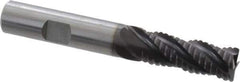 Guhring - 1/2" Diam, Coarse Pitch, 1-1/4" LOC, 4 Flute Solid Carbide Roughing Square End Mill - Nano-A Finish, 3-1/2" OAL, 1/2" Shank Diam, Single End, Centercutting - Eagle Tool & Supply