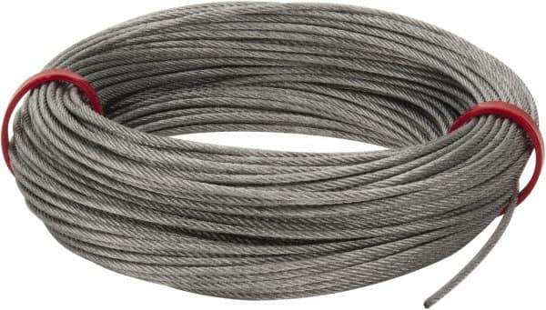 Value Collection - 1/16" Diam, Aircraft Cable - 480 Lb Breaking Strength, 7 x 7 Strand Core - Eagle Tool & Supply