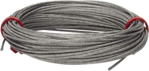 Value Collection - 1/16" Diam, Aircraft Cable - 480 Lb Breaking Strength, 7 x 7 Strand Core - Eagle Tool & Supply