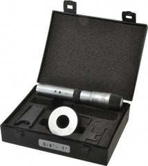 Starrett - 3/4 to 1", 2-5/8" Gage Depth, Mechanical Inside Hole Micrometer - 0.0003" Graduation, 0.00015" Accuracy, Ratchet Stop Thimble - Eagle Tool & Supply