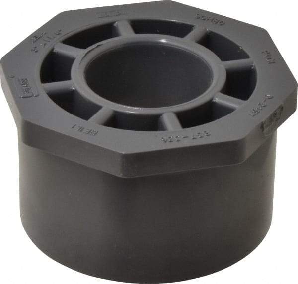 Value Collection - 3 x 1-1/4" PVC Plastic Pipe Reducer Bushing - Schedule 80, Spig x Soc End Connections - Eagle Tool & Supply