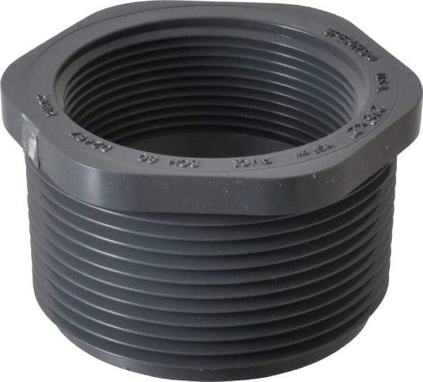 Value Collection - 2-1/2 x 2" PVC Plastic Pipe Reducer Bushing - Schedule 80, MIPT x FIPT End Connections - Eagle Tool & Supply