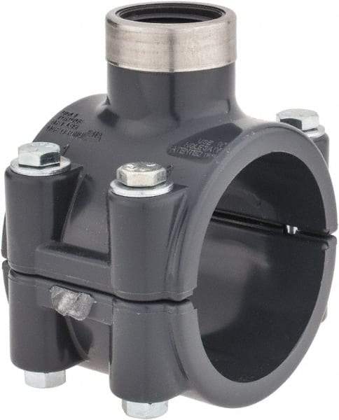 Value Collection - 2 x 3/4" PVC Plastic Pipe Clamp On Saddle with Viton O-Ring - Schedule 80, Pipe O.D. x SR Fipt End Connections - Eagle Tool & Supply