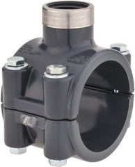 Value Collection - 2 x 3/4" PVC Plastic Pipe Clamp On Saddle with Viton O-Ring - Schedule 80, Pipe O.D. x SR Fipt End Connections - Eagle Tool & Supply