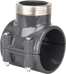 Value Collection - 3 x 2" PVC Plastic Pipe Clamp On Saddle with Viton O-Ring - Schedule 80, Pipe O.D. x SR Fipt End Connections - Eagle Tool & Supply