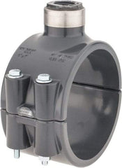 Value Collection - 4 x 1/2" PVC Plastic Pipe Clamp On Saddle with Viton O-Ring - Schedule 80, Pipe O.D. x SR Fipt End Connections - Eagle Tool & Supply