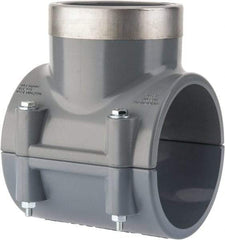 Value Collection - 4 x 3" CPVC Plastic Pipe Clamp On Saddle with Viton O-Ring - Schedule 80, Pipe O.D. x SR Fipt End Connections - Eagle Tool & Supply