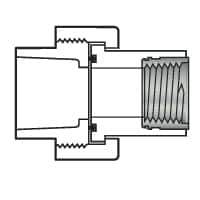 Value Collection - 2" PVC Plastic Pipe Union with EPDM O-Ring - Schedule 80, PVC Slip x Brass Fipt End Connections - Eagle Tool & Supply
