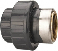 Value Collection - 1-1/2" PVC Plastic Pipe Union with EPDM O-Ring - Schedule 80, PVC Slip x Brass Fipt End Connections - Eagle Tool & Supply