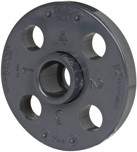 Value Collection - 1/2" Pipe, 3-1/2" OD, PVC Socket Pipe Flange - Schedule 80, Gray - Eagle Tool & Supply